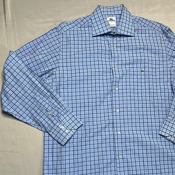 Lacoste Blue Checkered Men's Button Shirt - Picture 5 of 10